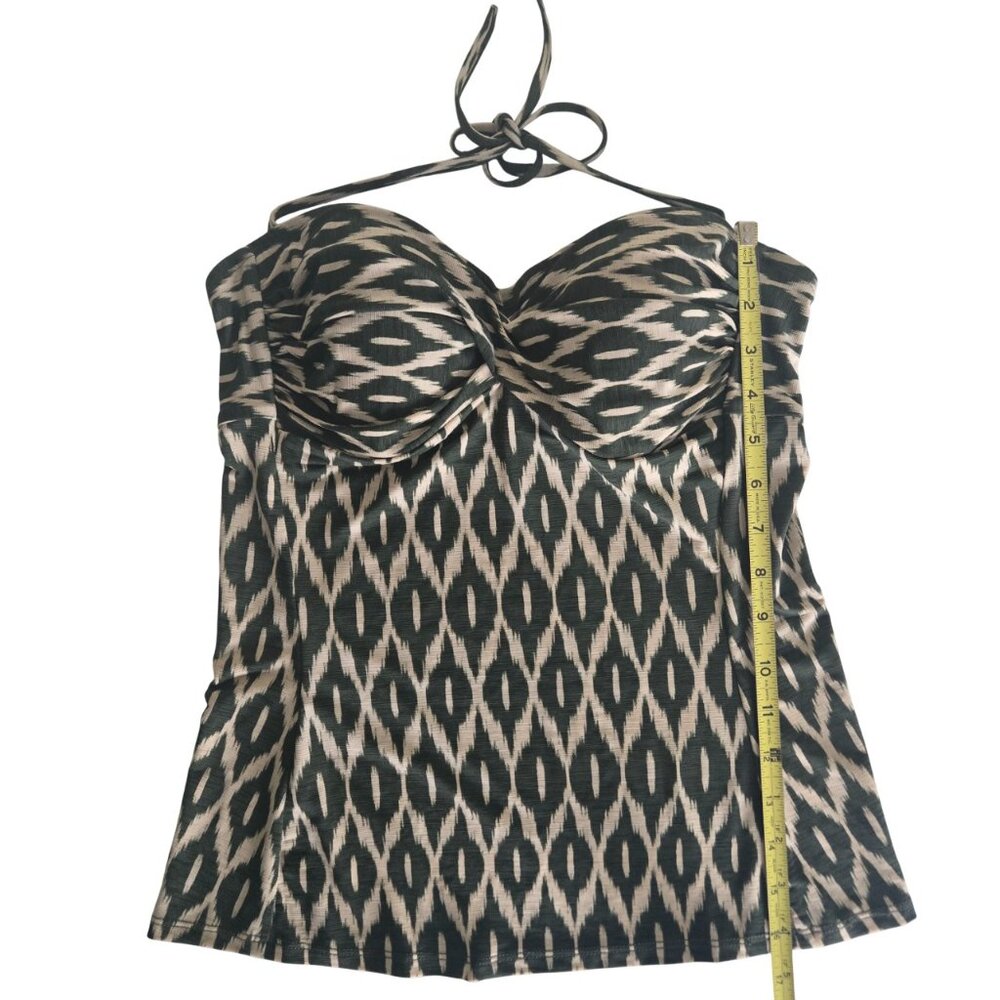 Robin Piccone 3 Swim Pieces Women M Olive Green & Cream Ikat Comfy Flattering - Picture 4 of 15